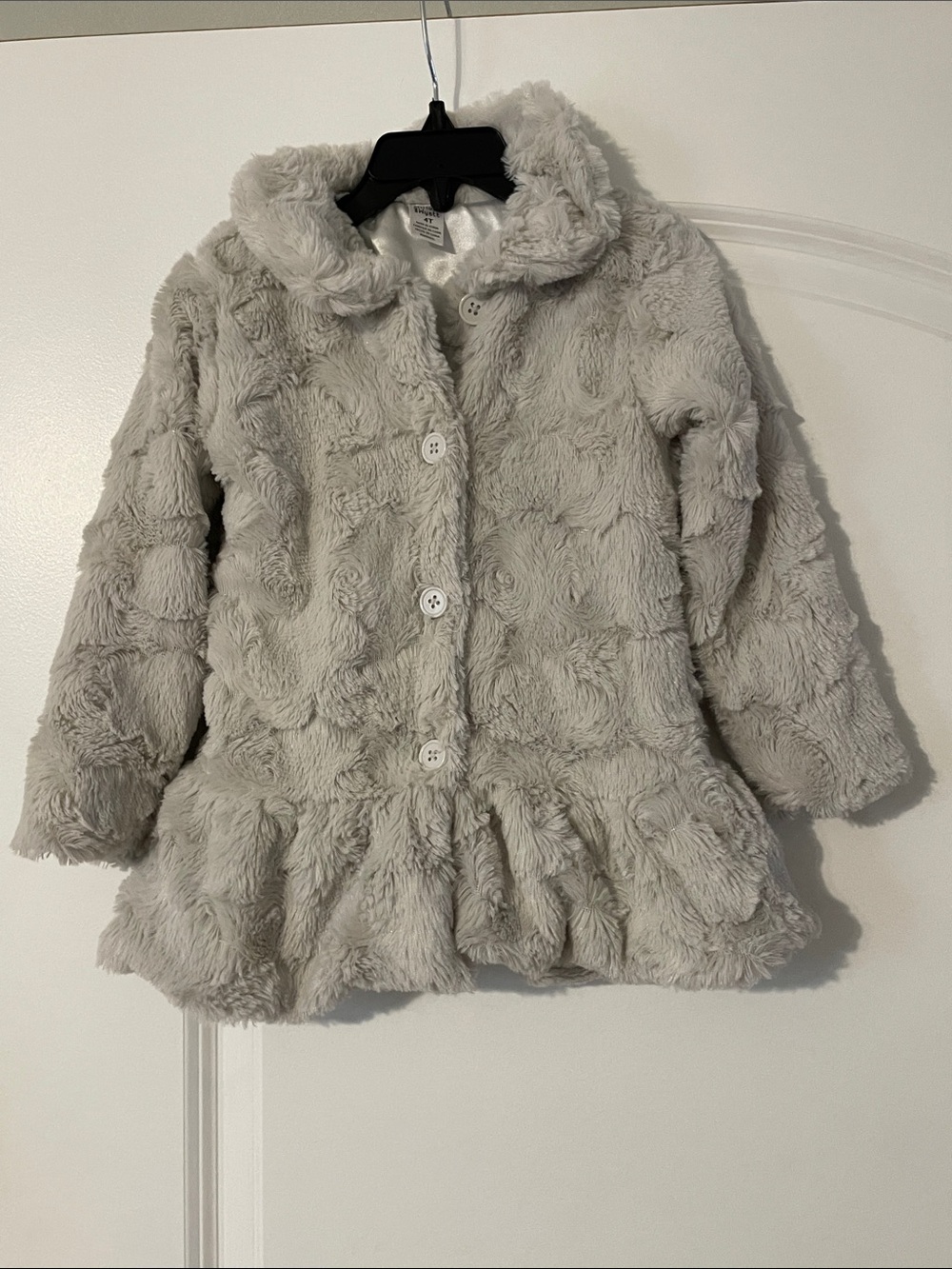 Fuzzy light gray girls dress coat